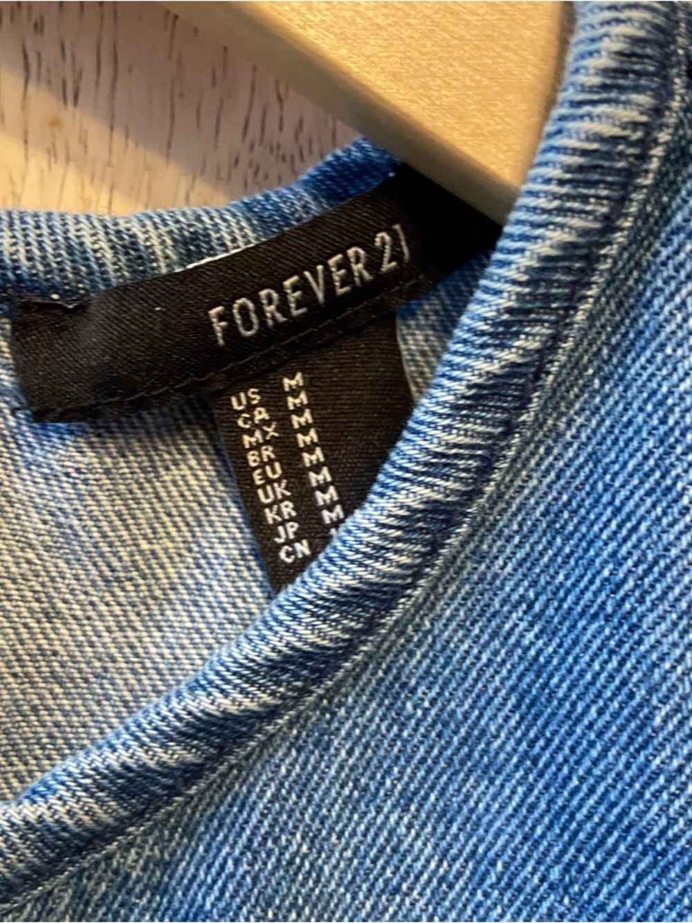 Y2K Super Cute Forever 21 Raw Edge Denim Mini Dress Women’s Size Medium - Picture 8 of 8